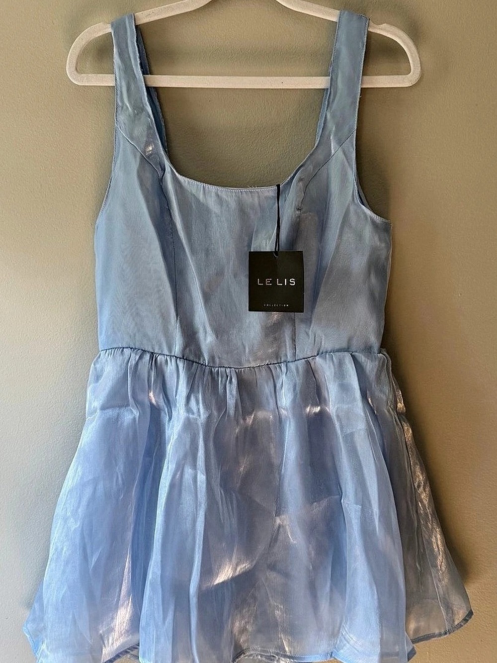 LE LIS Light Blue Shimmer Romper Dress NWOT